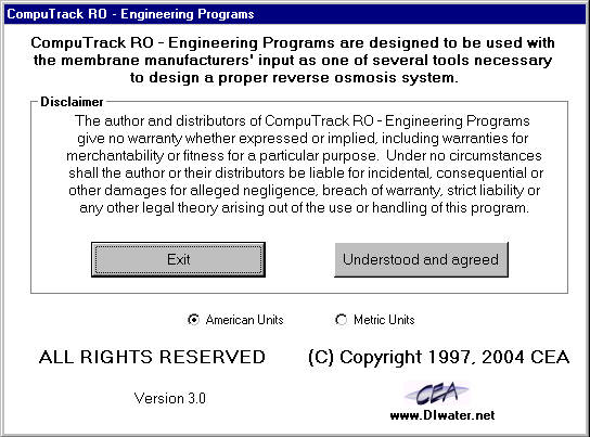 The desired units can be selected as the program begins.